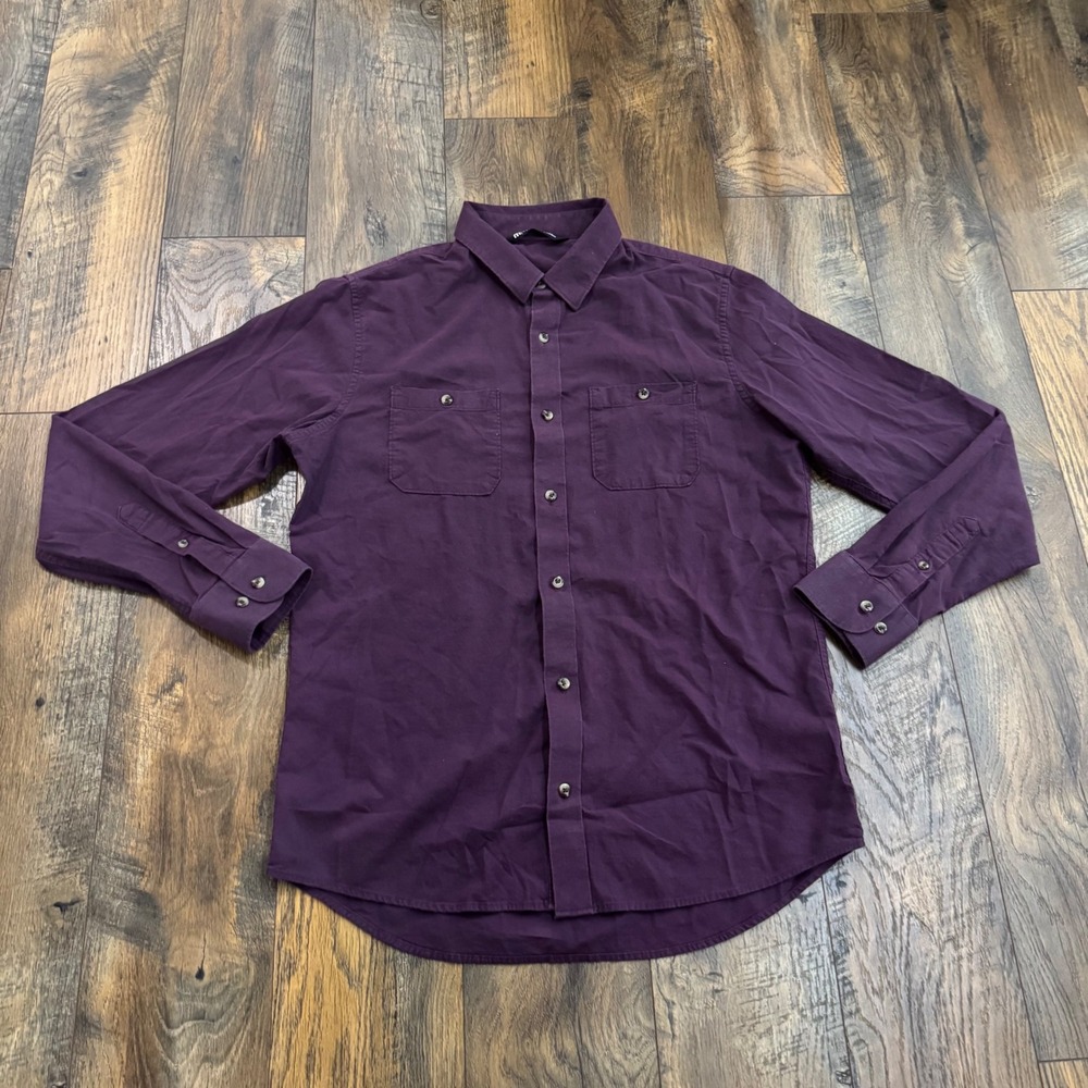 Travis Mathew‎ Mens M Purple Long Sleeve Button Down Shirt Cotton Blend Stretch